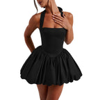 Women's A-Line Dress with Swinging Skirt and Halter Neck