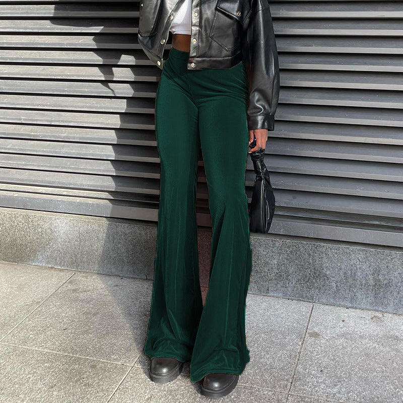 Women's Elegant High-Waisted Flare Trousers