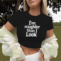 Women's Crop T-Shirt with Slogan and Fitted Cut