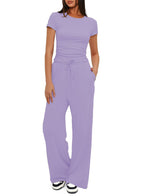 Women's Comfortable Lounge Set with Elastic Waist and Wide Cut
