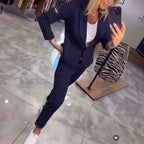 Women's Elegant Pinstripe Blazer and Trouser Set