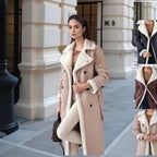 Women's Elegant Transitional Coat with Teddy Lining and Double-Breasted Placket