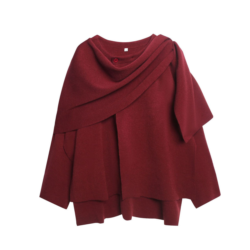 Cozy Knit Poncho with Refined Draping