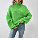 Women's Cozy Turtleneck Sweater with Textured Design