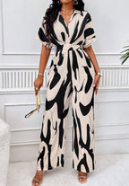 Women's Jumpsuit with Wide Sleeves and Elegant Belt