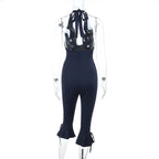Elegant High-Neck Jumpsuit with Ruffle Details