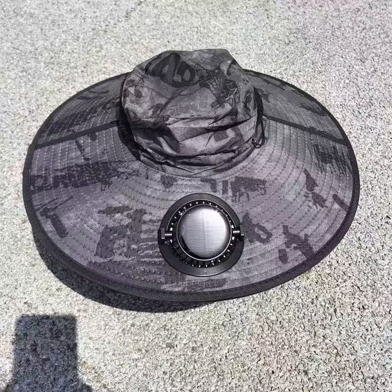 Ventilated outdoor fishing hat with two rechargeable fans