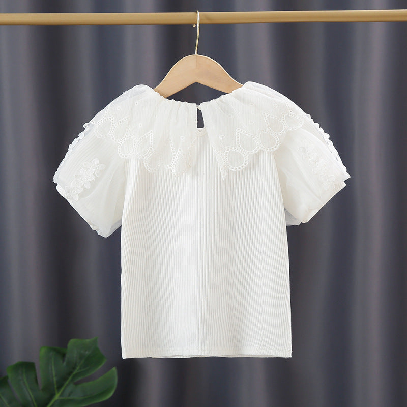 Women's Blouse with Crochet Trim
