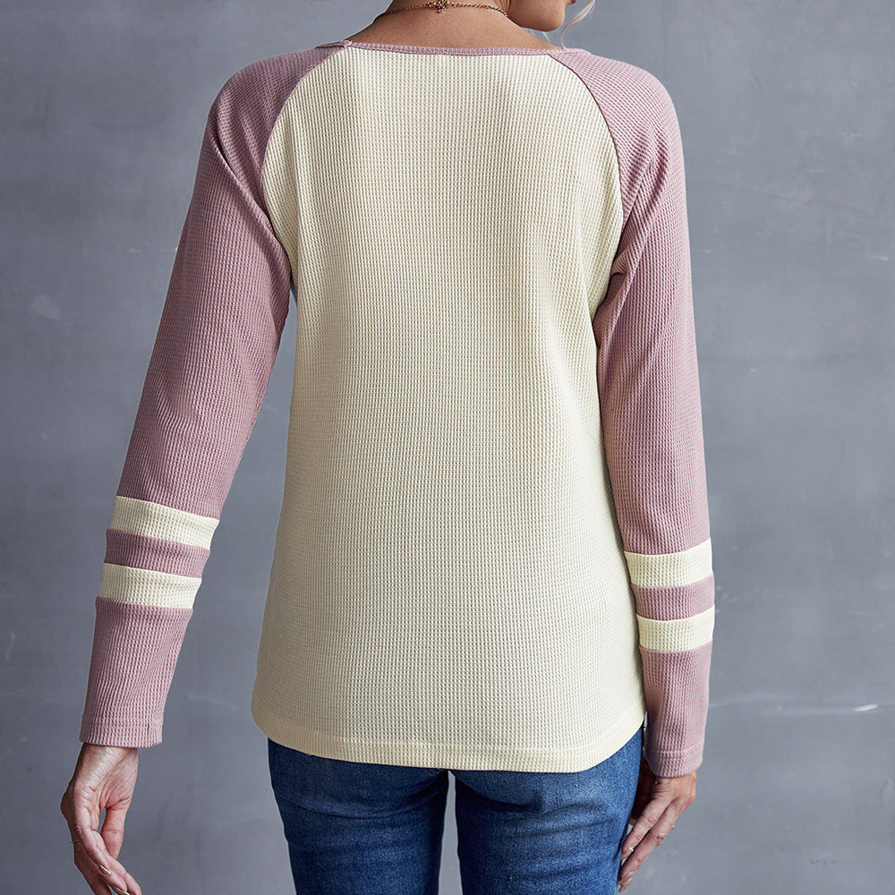 Women's Casual Long-Sleeve Criss-Cross Neck Shirt