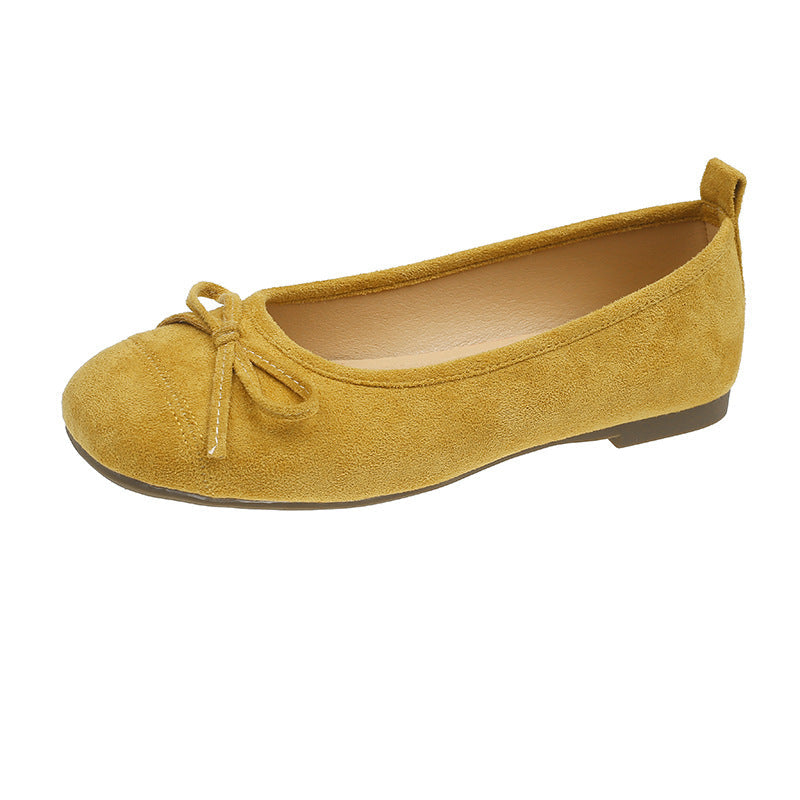 Women's Ballet Flats with Fine Bow Detail in Soft Material