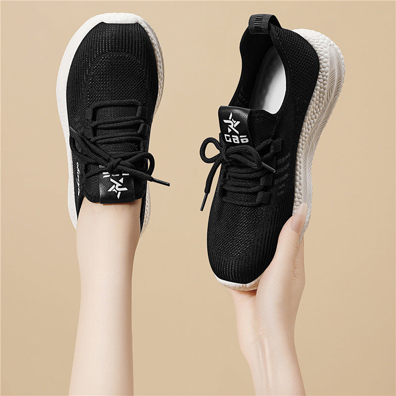 Women's Breathable Running Shoes with Shock-Absorbing Sole and Elastic Details