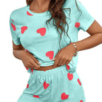 Women's Comfortable Short-Sleeve Heart Print Top