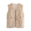 Women's Fluffy Vest with Sophisticated Buckles