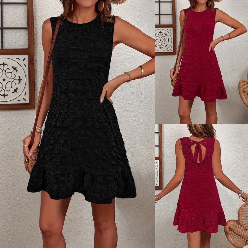Women's Sleeveless Summer Dress with Ruffle Details