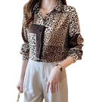 Women's Leopard Print Long-Sleeve Shirt
