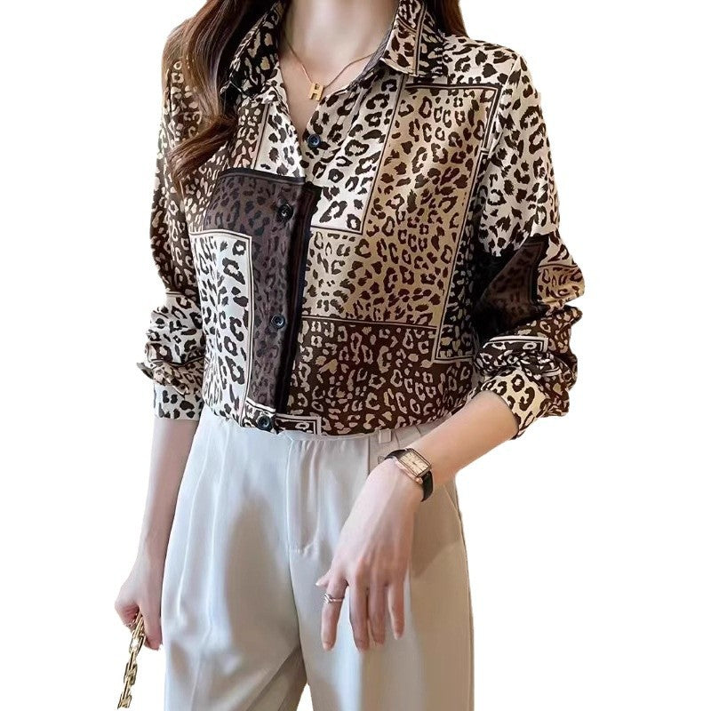Women's Leopard Print Long-Sleeve Shirt