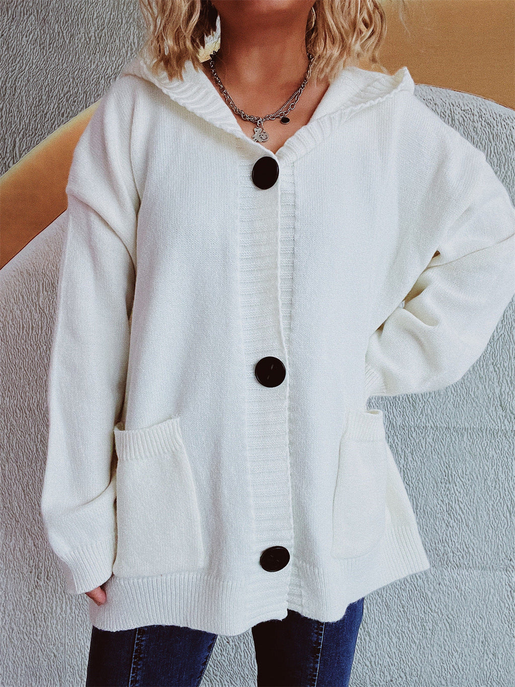 Women's Comfortable Hooded Cardigan with Pockets