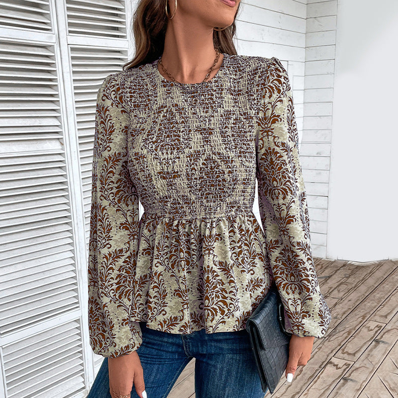 Elegant Floral Puff Sleeve Blouse