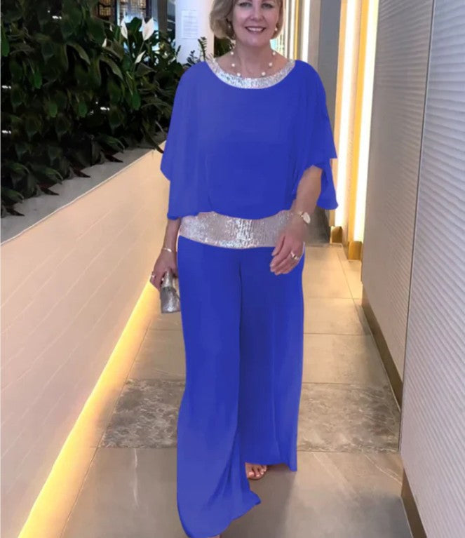 Elegant Airy Jumpsuit with Glitter Waistband