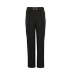 Women's Elegant High-Waist Pants with Double Buckle Detail