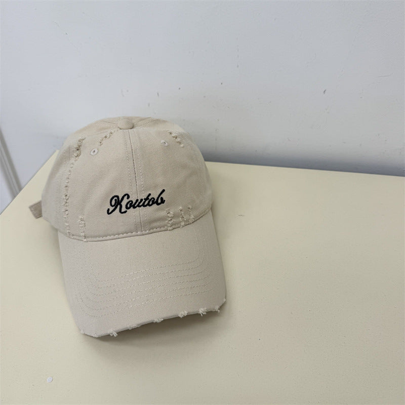 Men's Distressed Cotton Baseball Cap