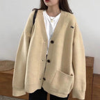 Women's Chunky Knit Cardigan with Casual Fit and Large Pockets