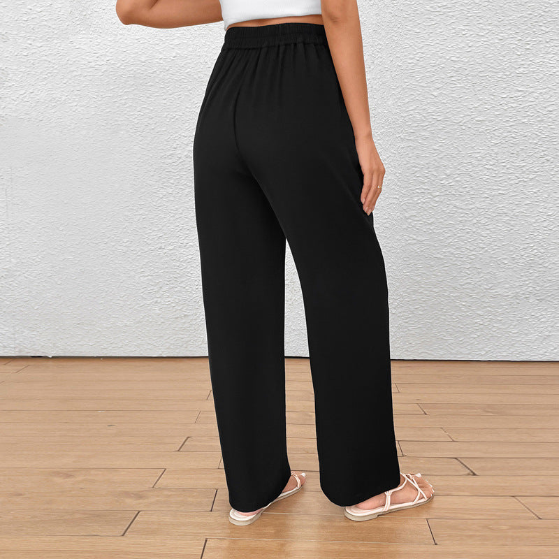 Women's Elegant High-Waist Trousers with Side Pockets