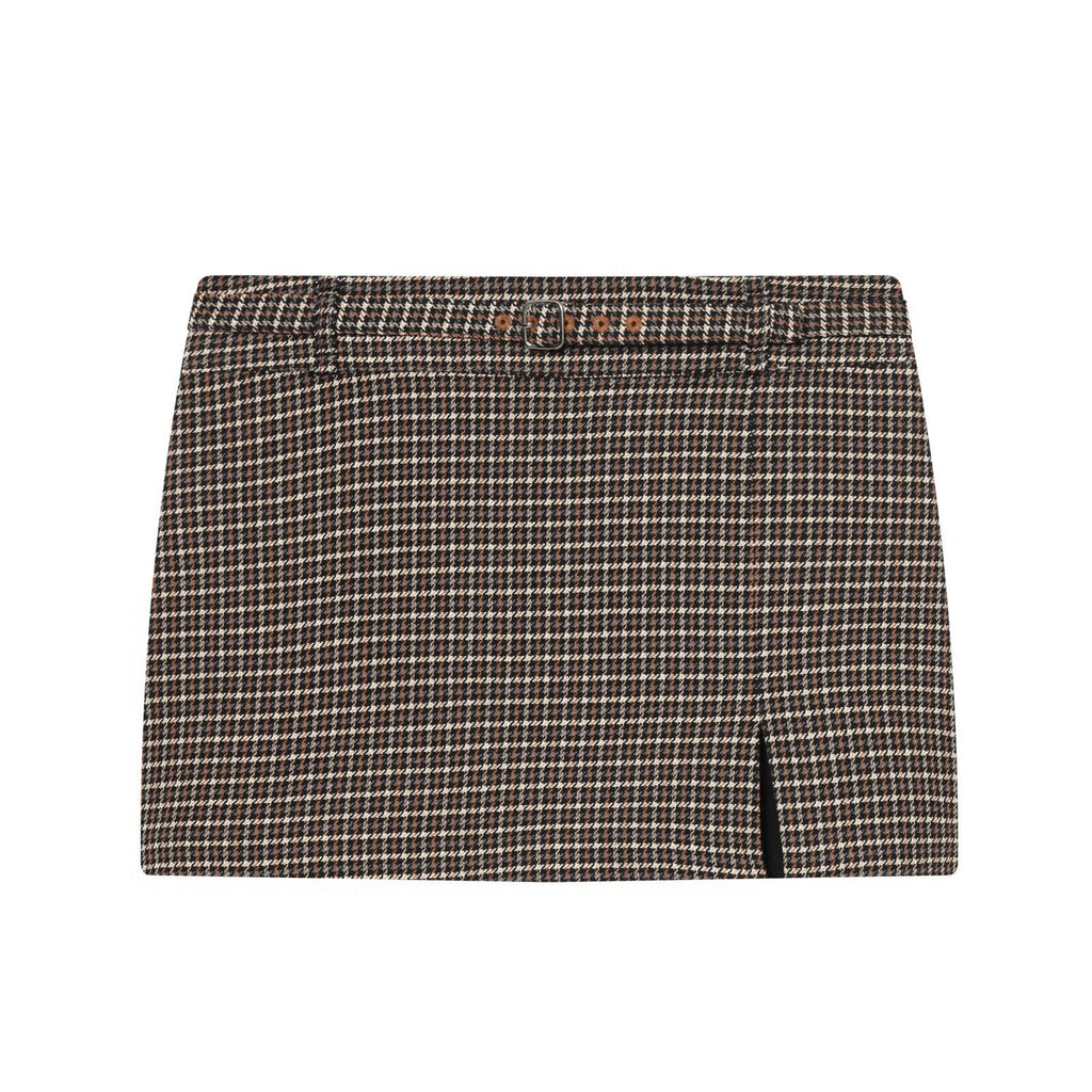 Women's Plaid Mini Skirt with Side Slit