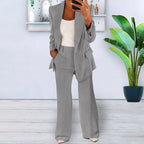 Women's Elegant and Loose Blazer Set with Wide Pants
