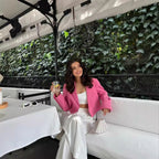 Women's Cropped Blazer with Elegant Button Details