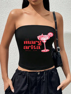Women's Bandeau Top with Bold Statement Print