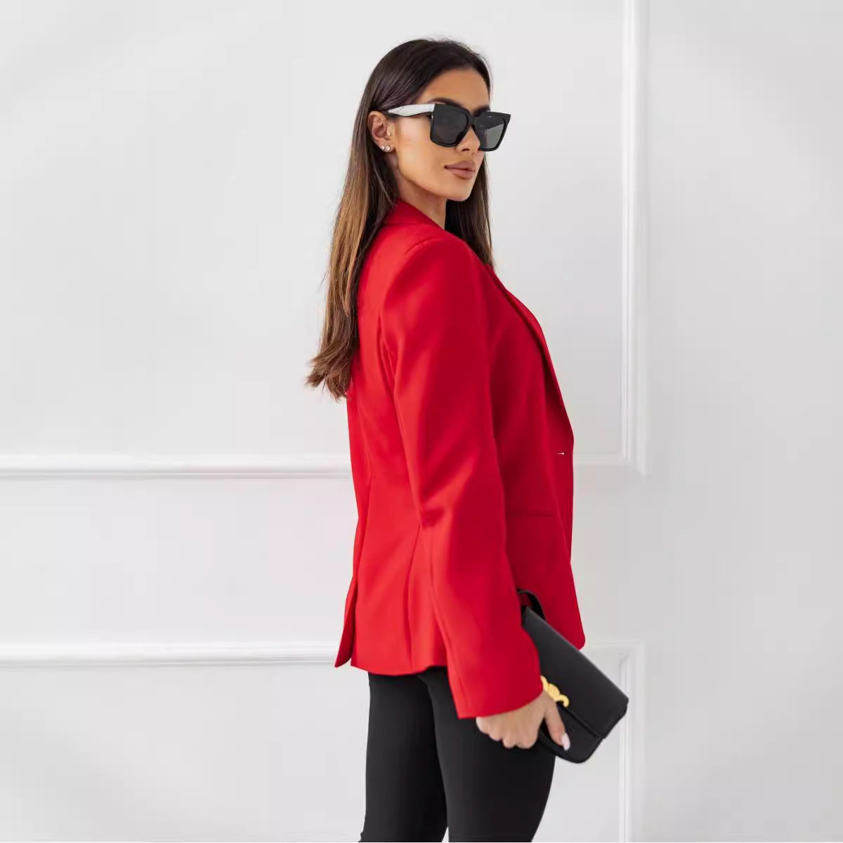 Women's Elegant Blazer with Pockets and Gold Buttons
