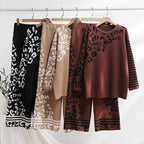 Women's Fashionable Lounge Set with Animal Print and Wide Stripes