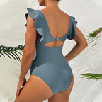 Women's Swimsuit Set with Refined Knot Design and Ruffle Details