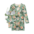 Women's Swimwear Set with Floral Kimono and Bikini