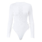 Women's Bodysuit with Cut-Out Design and Lace-Up Details