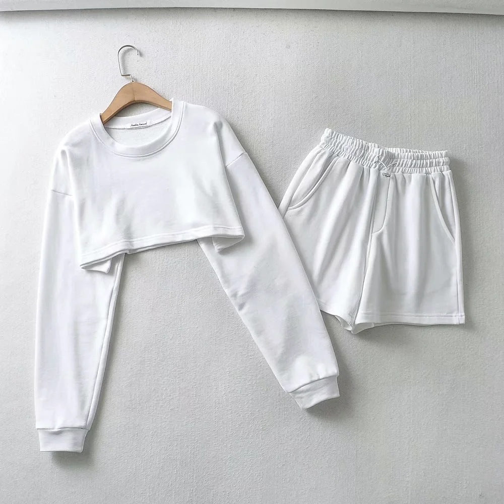 Women's Casual Crop Top and Shorts Set