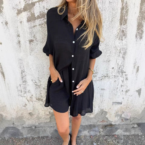 Women's Long Blouse with Full Button Placket