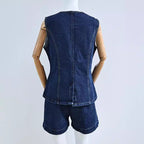 Women's Denim Overall with Chic Cut and Button Details