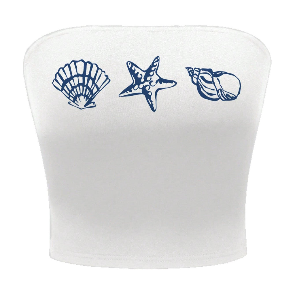 Women's Maritime Bandeau Top with Shell Motifs