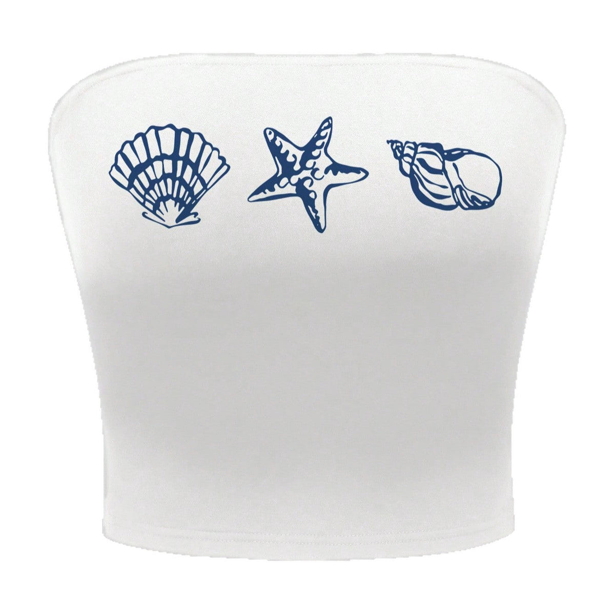 Women's Maritime Bandeau Top with Shell Motifs