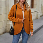 Women's Cozy Hooded Coat with Casual Cut and Soft Material