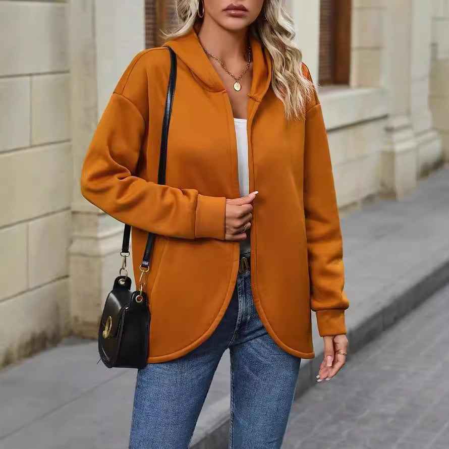 Women's Cozy Hooded Coat with Casual Cut and Soft Material