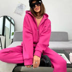 Women's Cozy Hooded Suit with Zipper and Elastic Cuffs