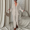 Women's Casual Two-Piece Set with Wide-Cut Top and Comfortable Pants