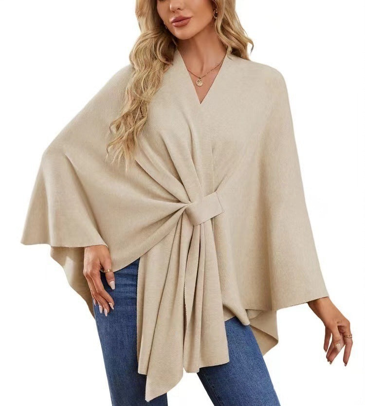 Women's Elegant Wrap Sweater with Asymmetrical Cut