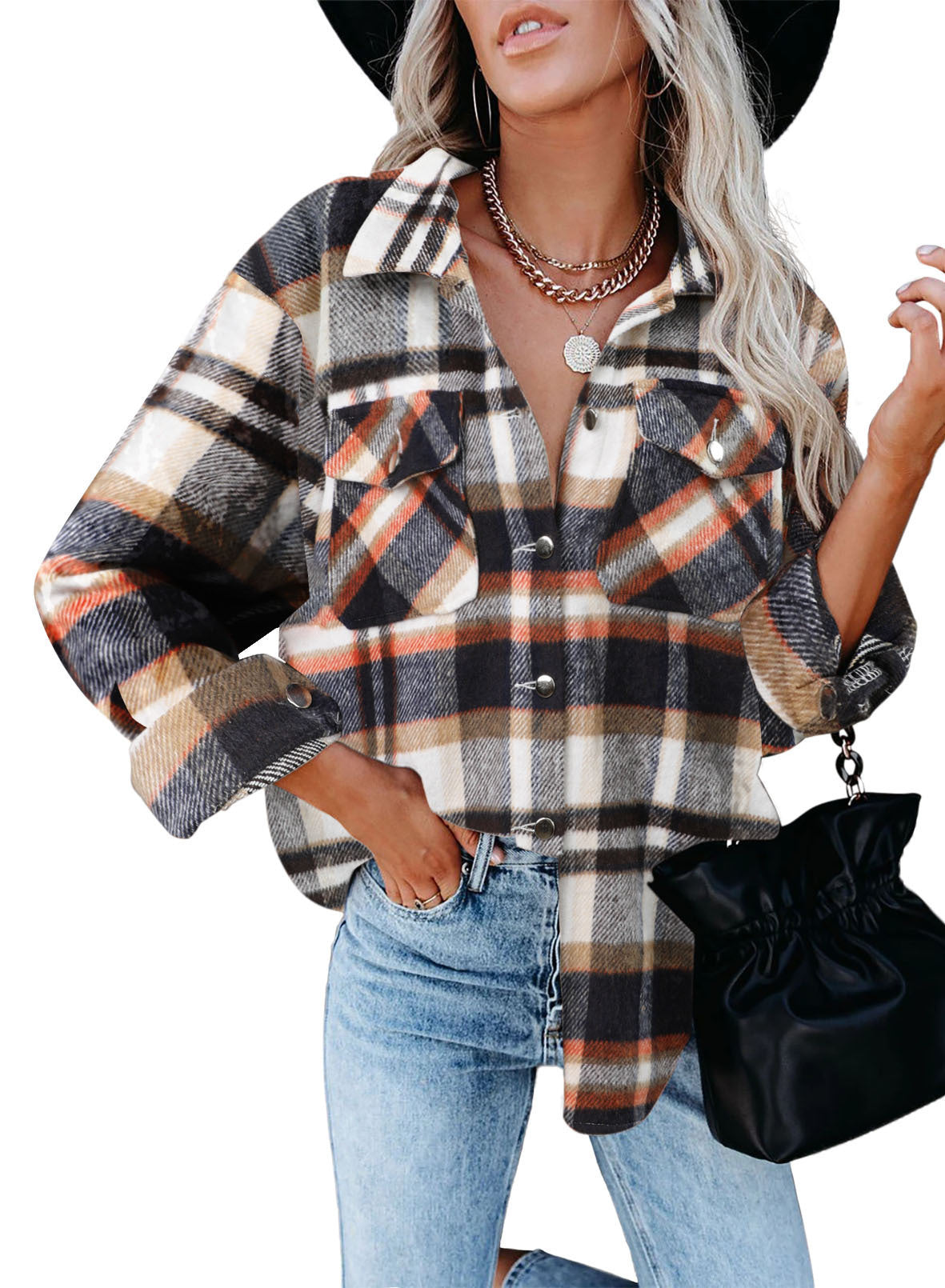 Women's Plaid Flannel Shirt with Pockets