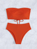 Women's High-Waisted Striped Bandeau Bikini