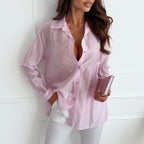 Women's Casual Blouse with Delicate Shimmer