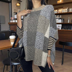 Women's Asymmetrical Knit Pullover with Zigzag Pattern